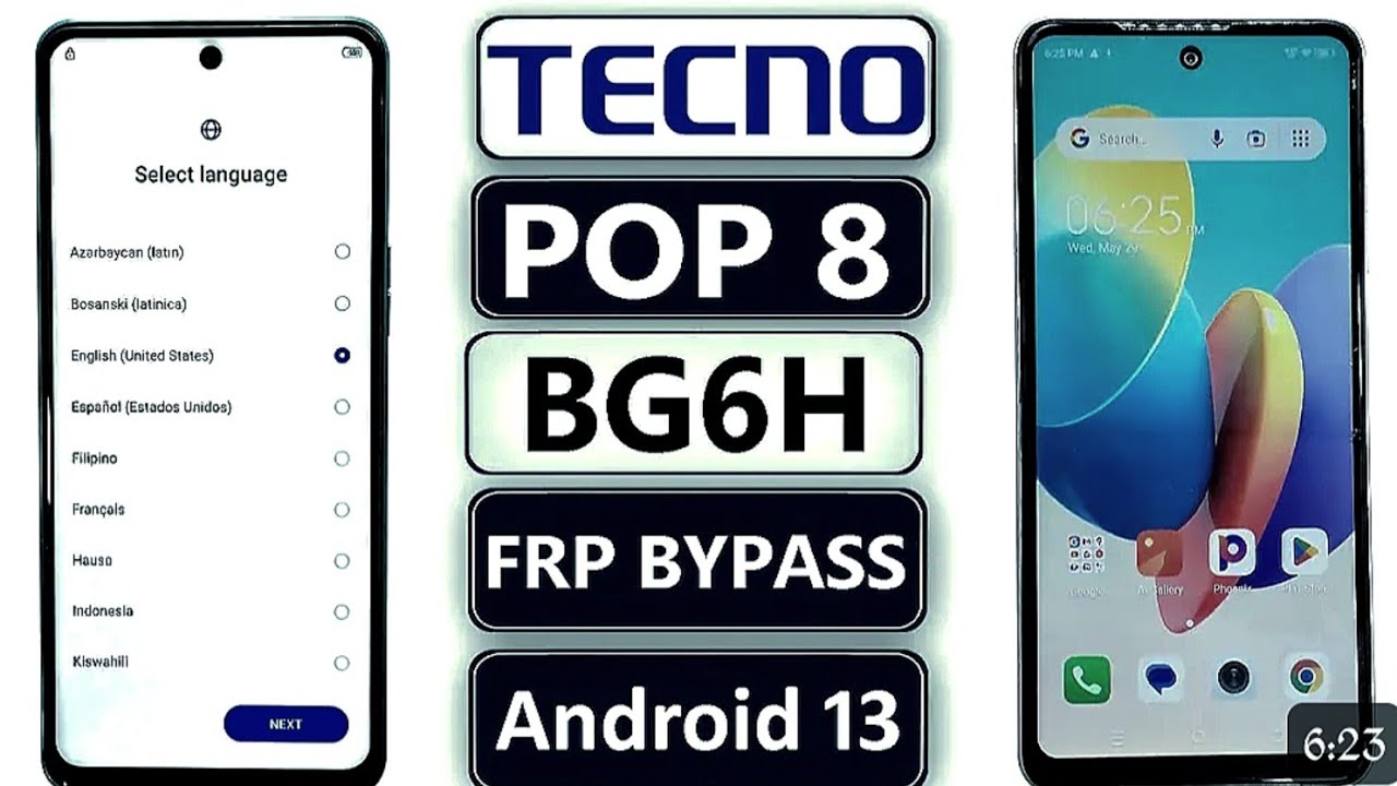 TECNO POP 8 BG6M ANDROID 13,FRP BYPASS & GOOGLE ACCOUNT REMOVAL......