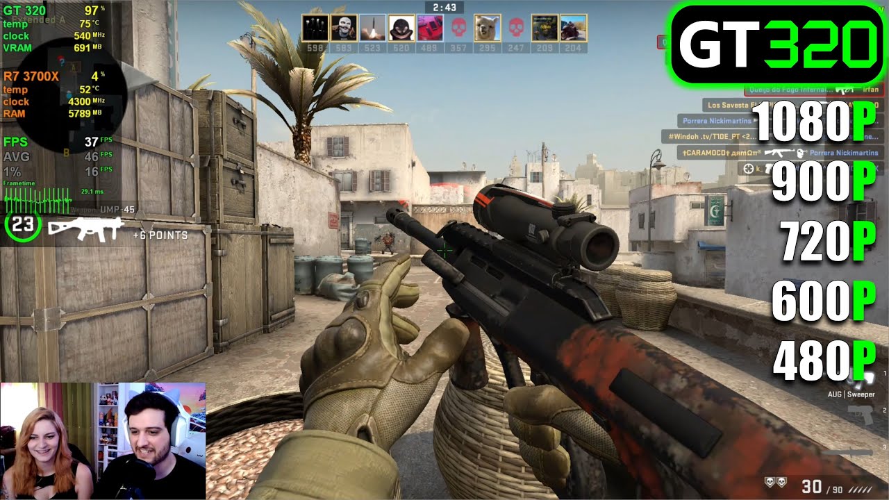 GT 320 | CSGO - 1080p, 900p, 720p, 800x600, 640x480