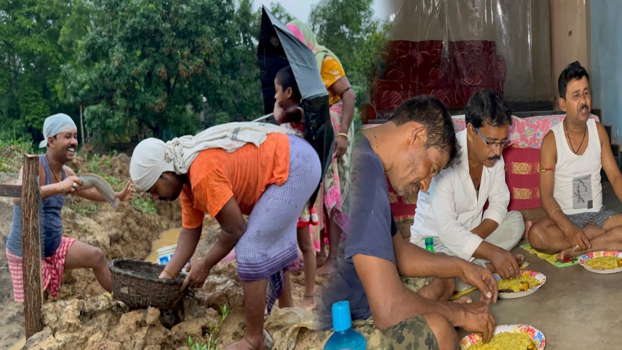 সকালবেলা বৃষ্টিতে ভিজে মাছ ধরে খিচুড়ি আর মাছ ভাজা জমিয়ে খাওয়া দাওয়া||