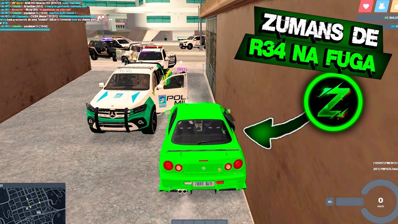 NUNCA DEIXE O ZUMANS PEGAR O R34 E DAR FUGA DOS POLICIAIS ! FUGA SEM PG ! GTA MTA RP ! ROLEPLAY