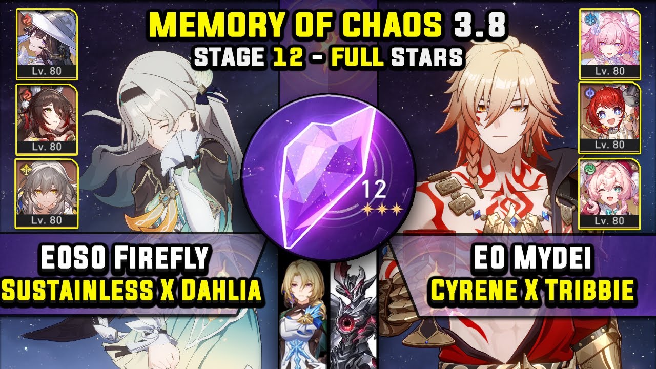E0 Firefly Carry W/ Dahlia & E0 Mydei Carry (3 Stars) Memory Of Chaos 12 Honkai Star Rail 3.8