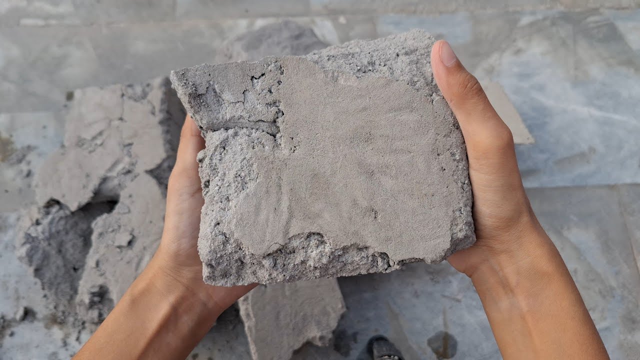 New video Pure cement floor crumbling semi damp textuer