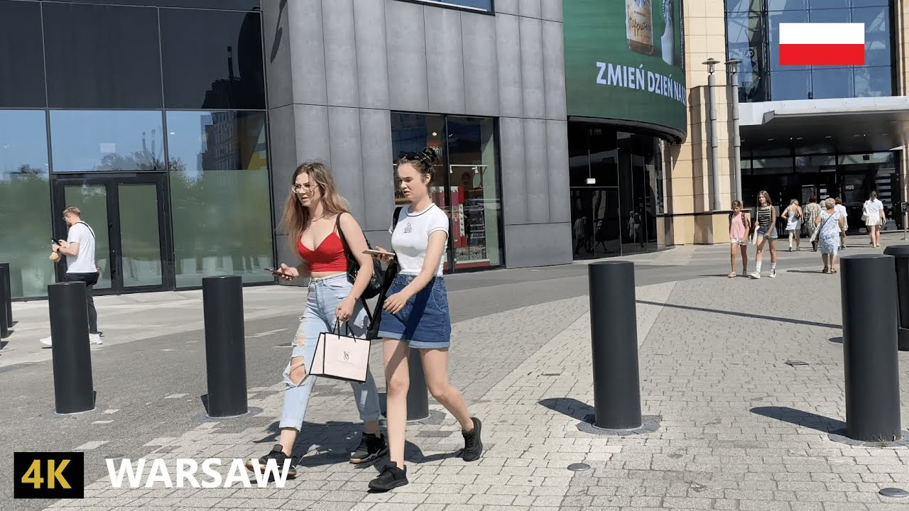 Interesting Summer Moments, Places & People of Warsaw, Poland. 4k City Walk