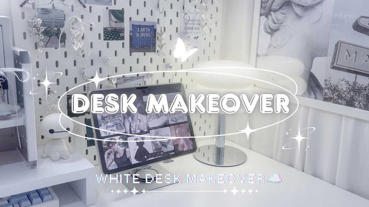 Makeover my desk again to cozy white desk 🤍 #desksetup 