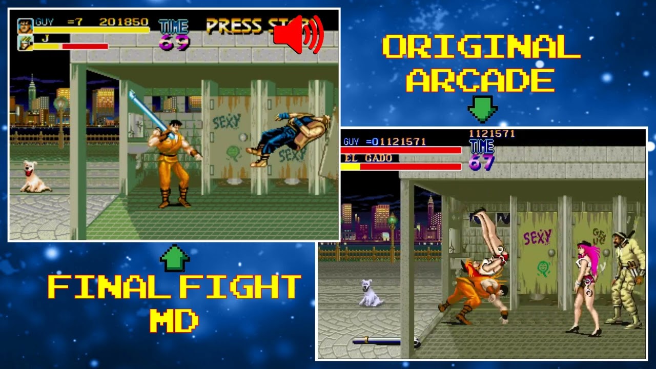 Final Fight MD VS Final Fight Arcade - Stage 5 Complete! (Sega Genesis / Mega Drive)