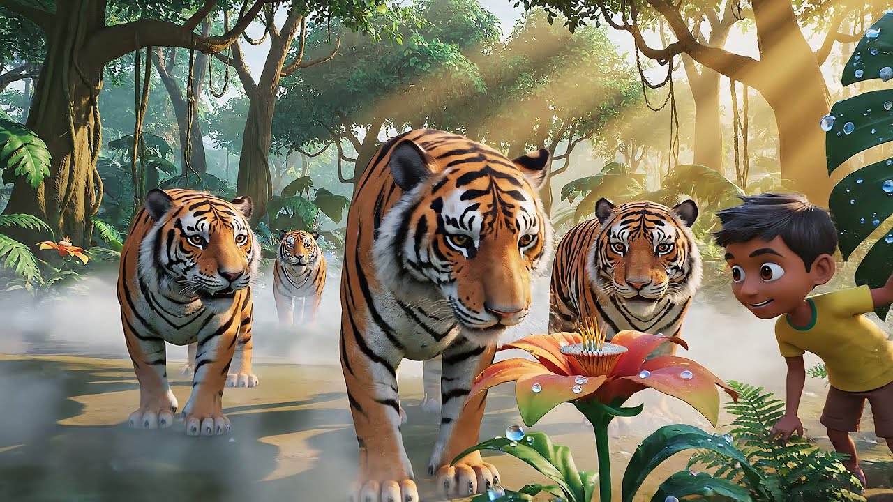 Eight Little Tigers Growl Growl Growl | Nursery Rhymes for Kids & Baby Songs