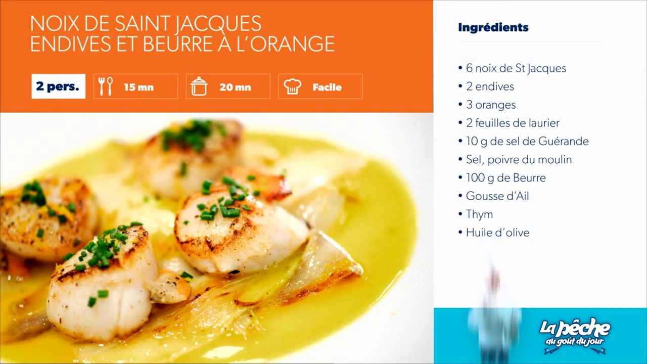 Noix de Saint Jacques Normandes, endives et beurre à l'orange