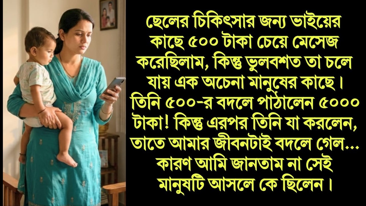 ছেলের চিকিৎসার জন্য ভাইয়ের কাছে ৫০০ টাকা চেয়ে ভুলবশত এক অচেনা ব্যক্তিকে মেসেজ পাঠাই। তিনি ৫০০০ টাকা