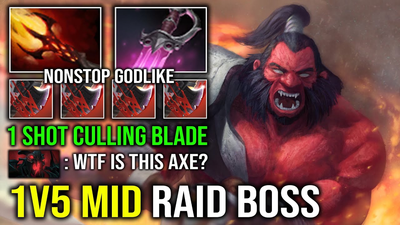 How to Solo Mid Axe Against SF in 7.40 with 1 Shot Culling Blade Khanda Dagon Combo Dota 2