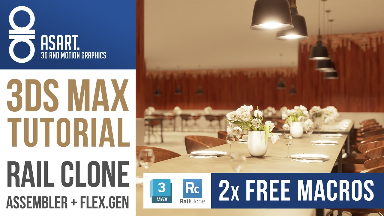 3Ds Max and Rail Clone Lite (FREE) Tutorial | Download 2x FREE Macros!