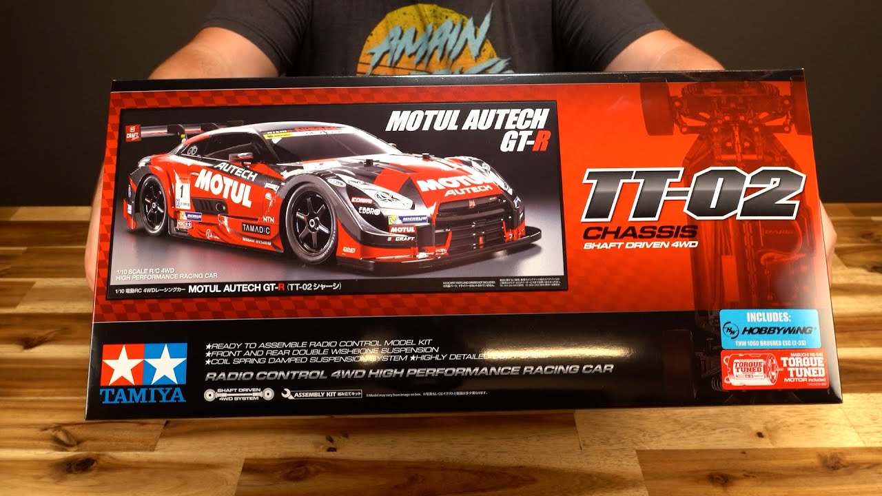 Tamiya Motul Autech GT-R TT-02 Unboxing (TAM58625-60A)