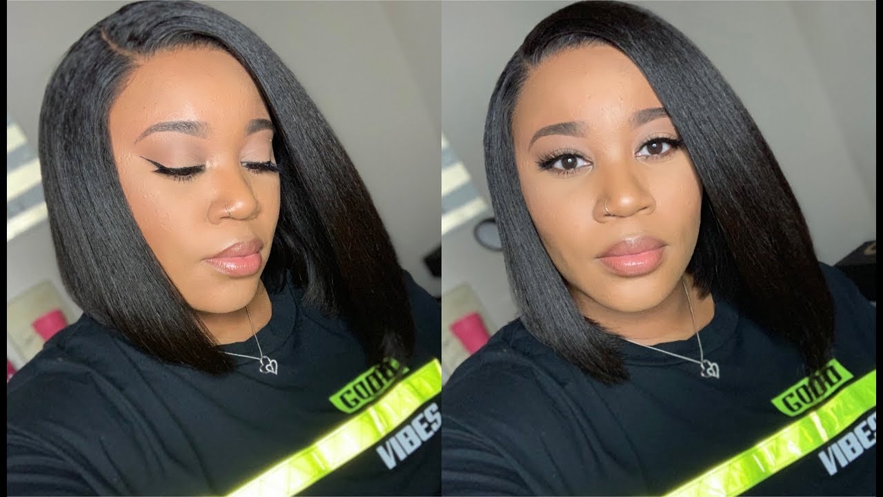 The Most Natural Kinky Straight Lace Bob Wig 🙌🏾 I No Glue Needed 🙅🏽‍♀️I Myfirstwig