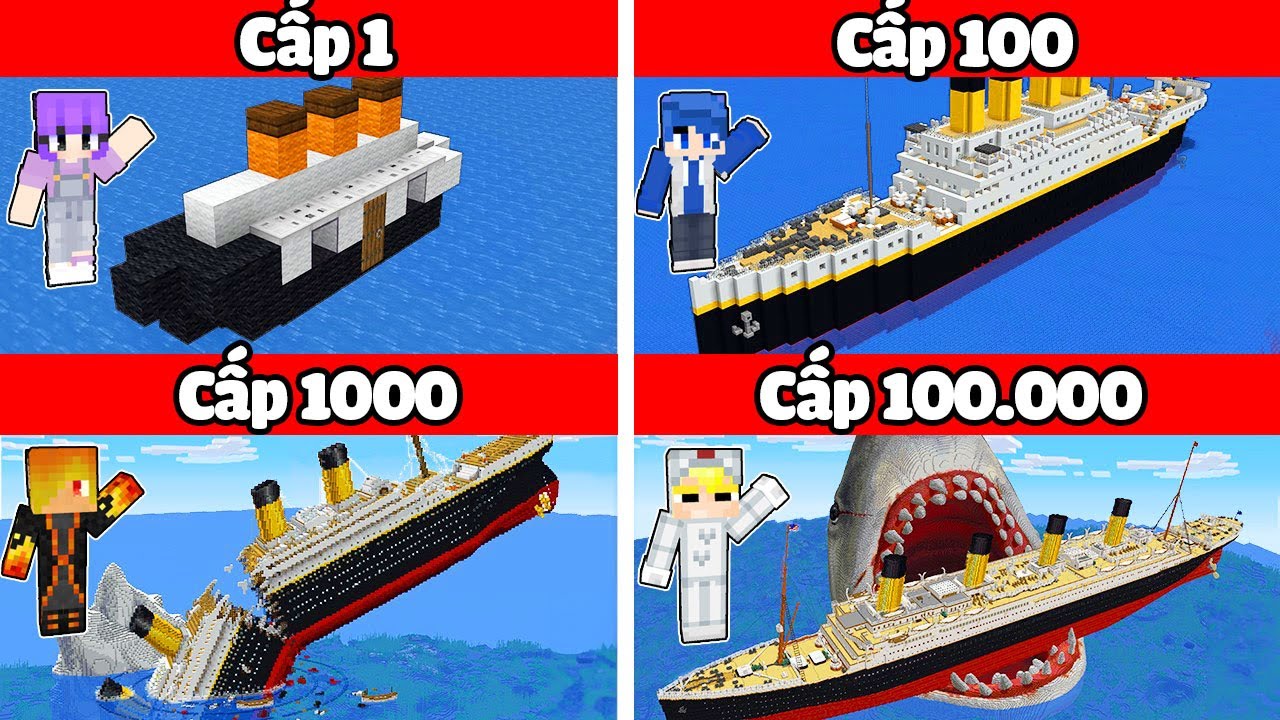 Tô Gà Thử Thách 24H Xây Tàu Biển Siêu Cấp Chống Cá Mập Trong Minecraft!