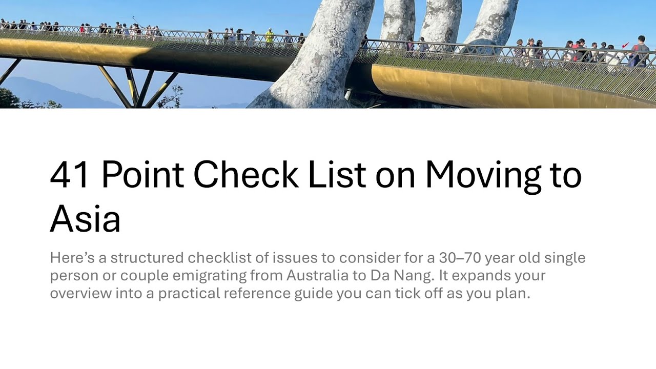 Check list on moving to Asia