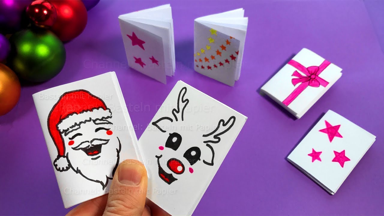 DIY БЛОКНОТИК ИЗ 1 ЛИСТА БУМАГИ 🎅 DIY рожде́ственский пода́рок