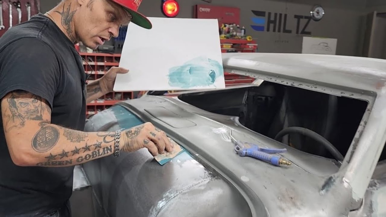 Body work: applying fibreglass reinforced filler on all the welds