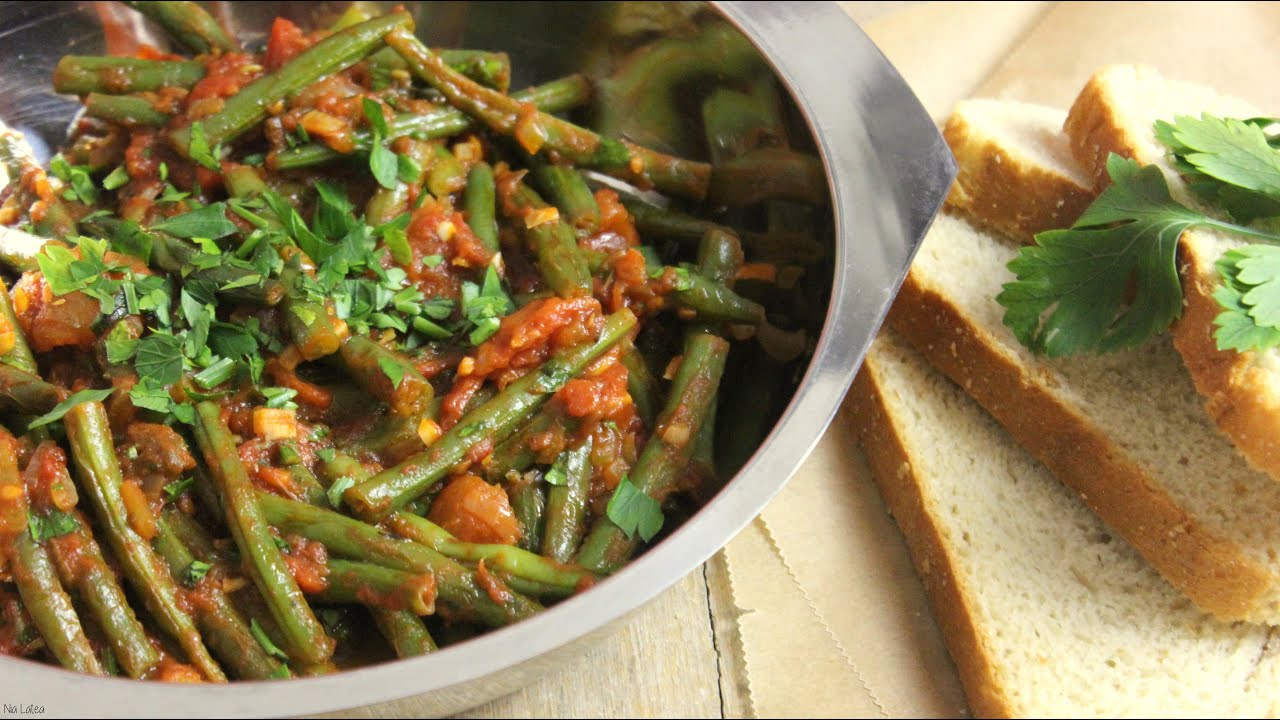 Fasolakia (Φασολάκια) |griechische grüne Fisolen/Bohnen in Tomatensauce| Meze| Mezedakia (vegan)