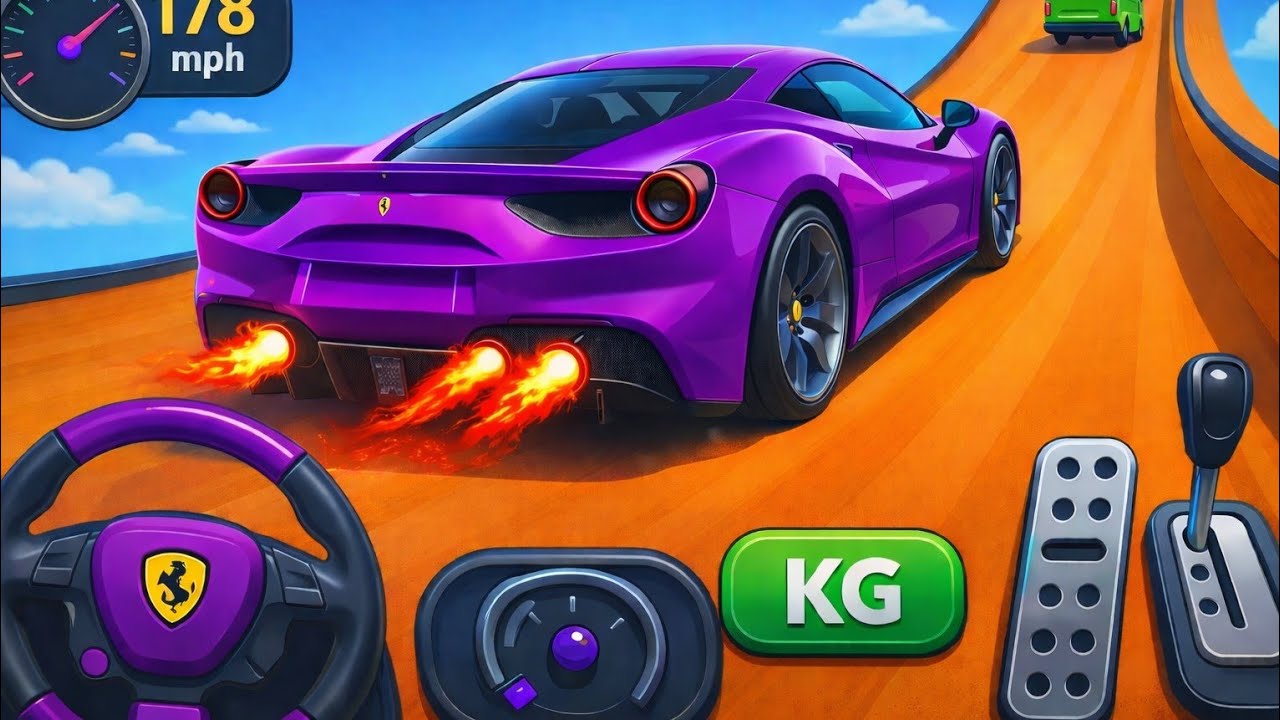 Ramp Car Games || GT Car Stunt - Android GamePlay video || Mega Ramp Game #megaramp