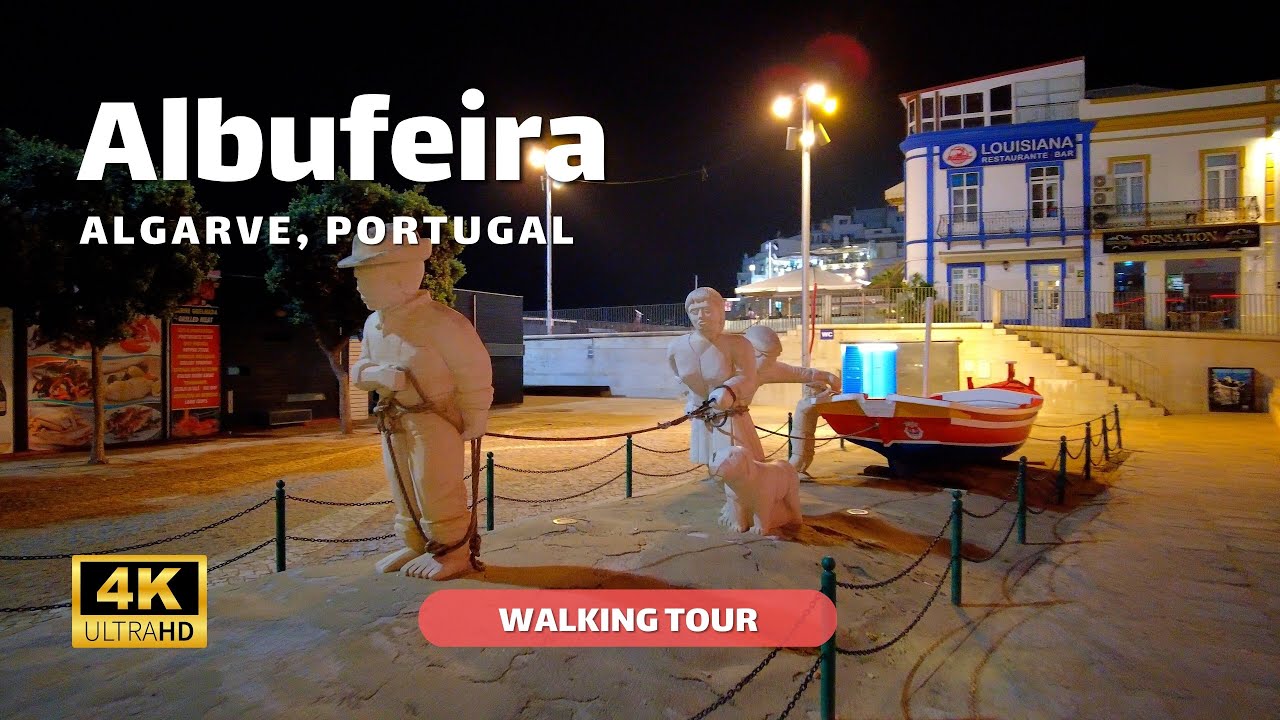 Албуфейра, Алгарве 2022 🇵🇹 — Пешеходная экскурсия по Старому городу Низкий сезон — 4K