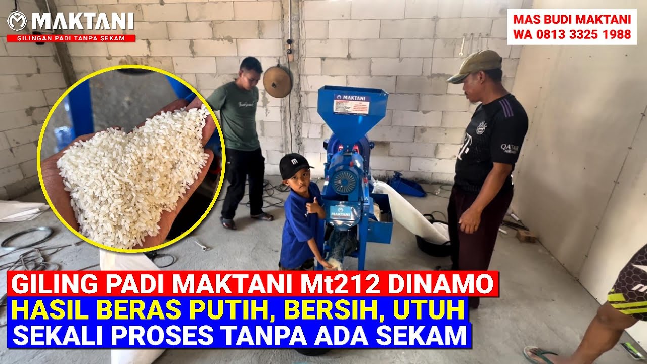 Mesin Giling Padi Ramah Lingkungan MAKTANI MT212 Dinamo Cukup Sekali Proses Tanpa Ada Limbah Sekam
