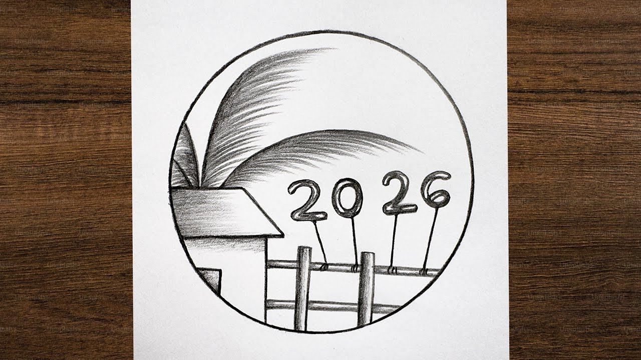 Welcome 2026 –Happy New Year 2026 drawing / Happy New Year 