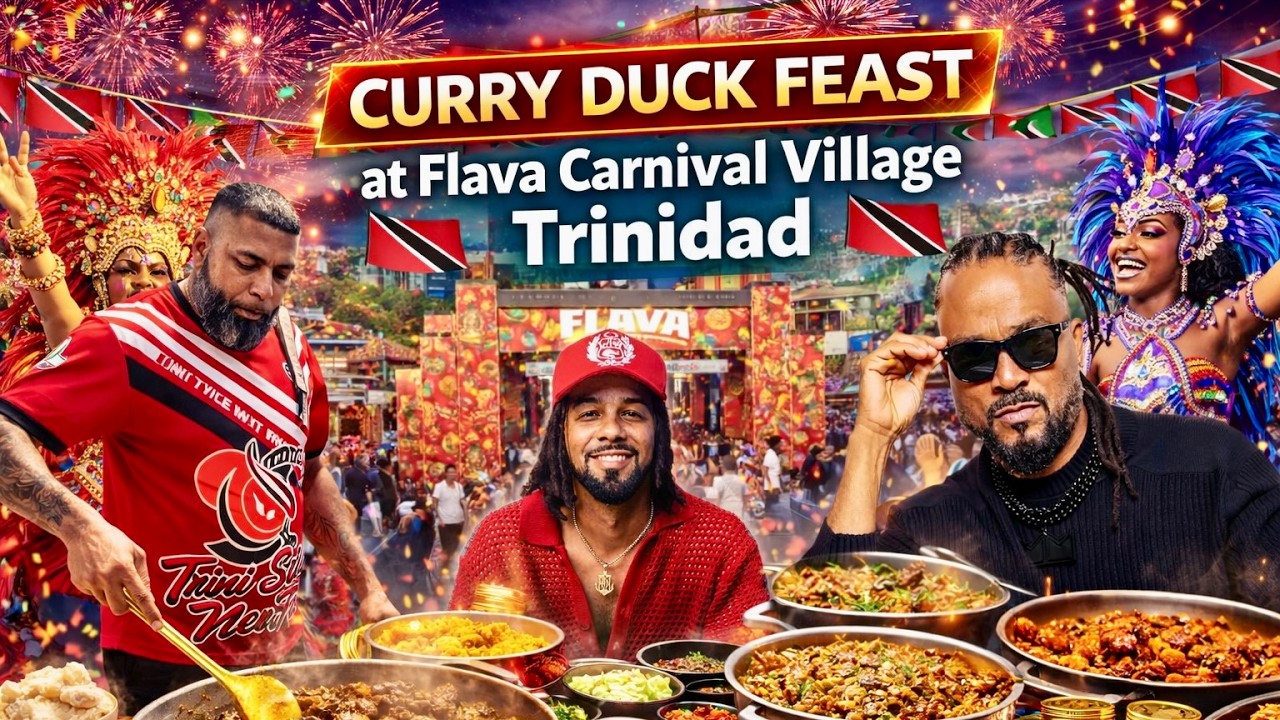 Trinidad & Tobago Carnival 2026 Food Tour 🇹🇹 | Curry Duck, Doubles & Soca at Flava Village