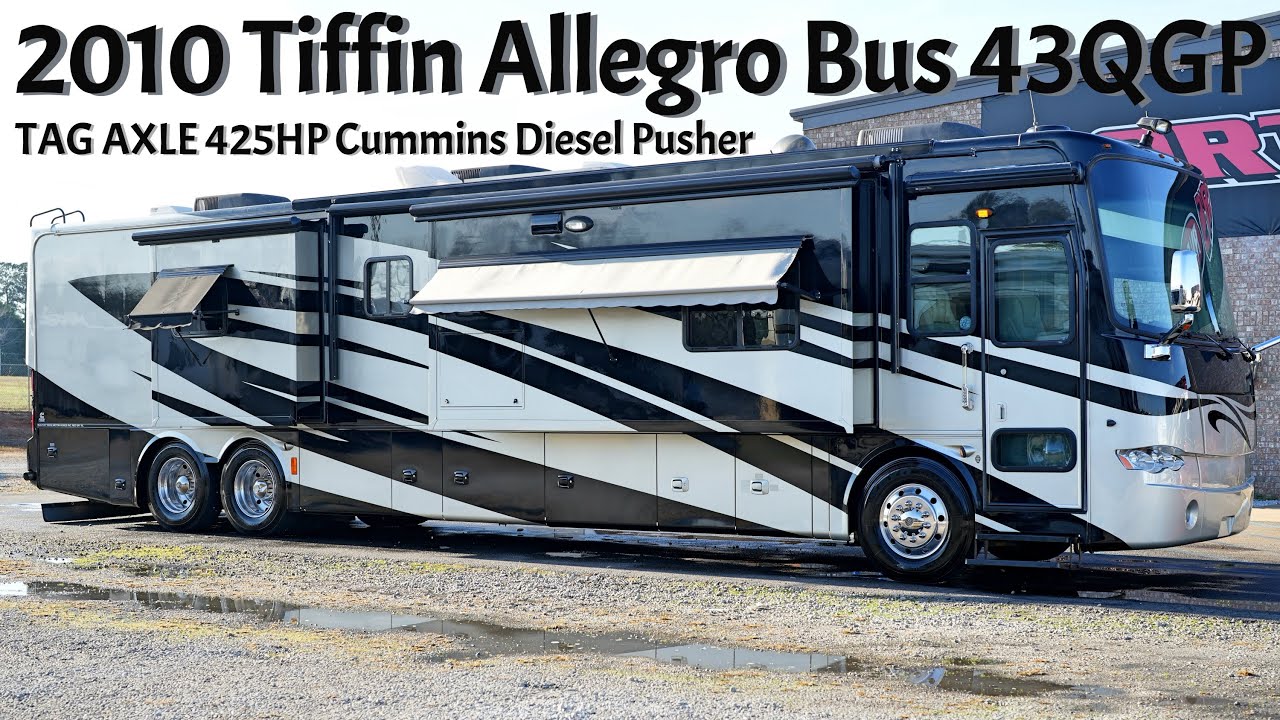Автобус Tiffin Allegro 43QGP с дополнительной осью, класс A, дизельный двигатель Cummins 425 л.с....
