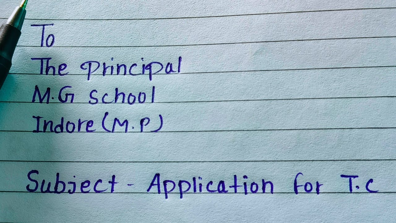 Application for Character Certificate (T.C) in English How to Write Application for T.C in School
