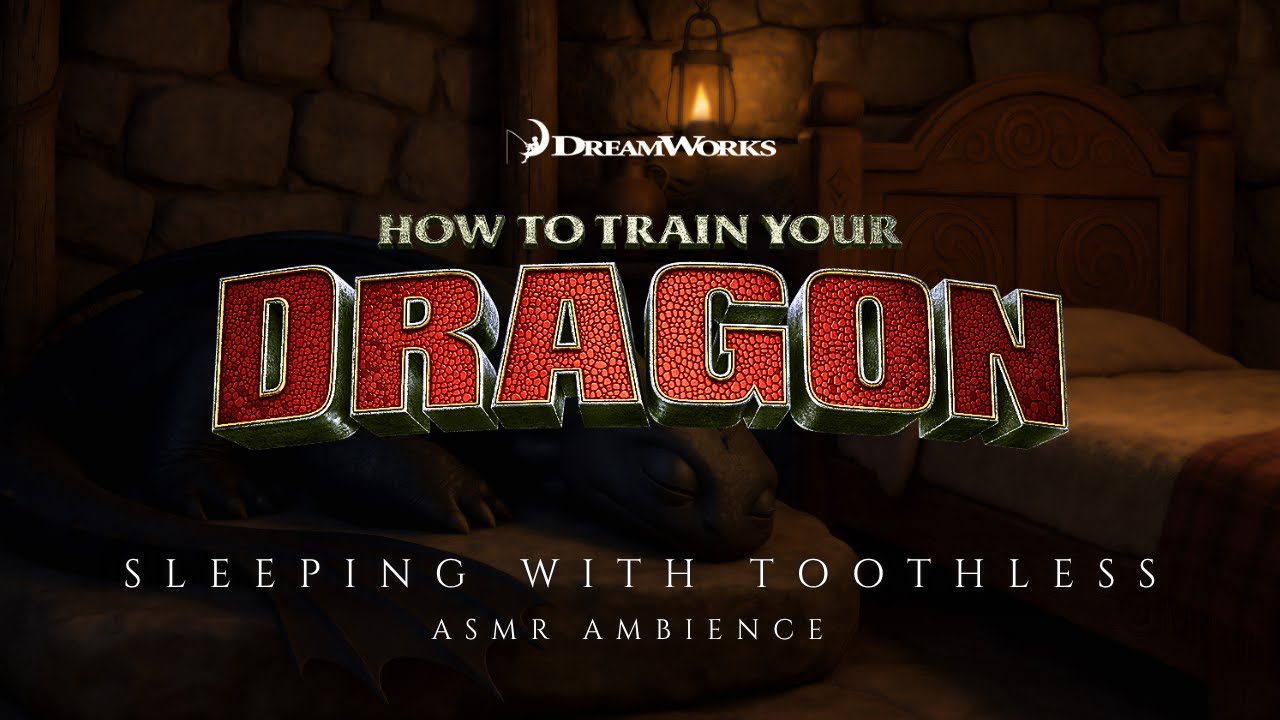 Sleeping with Toothless while Hiccup is Studying I How to Train your Dragon ASMR Ambience 🔥🕯️