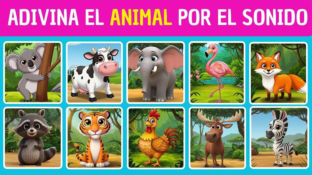 Sonido de Animales para Niños 🦊🦁 | Juego Educativo para Niños¡ 🐭¿Qué Animal hace ese Sonido?🐶