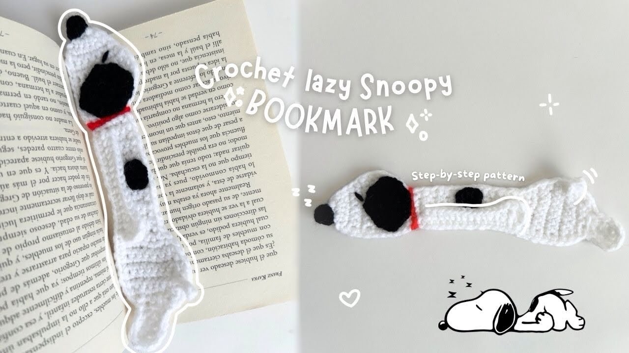 Crochet Lazy Snoopy Bookmark | Crochet Tutorial 💗