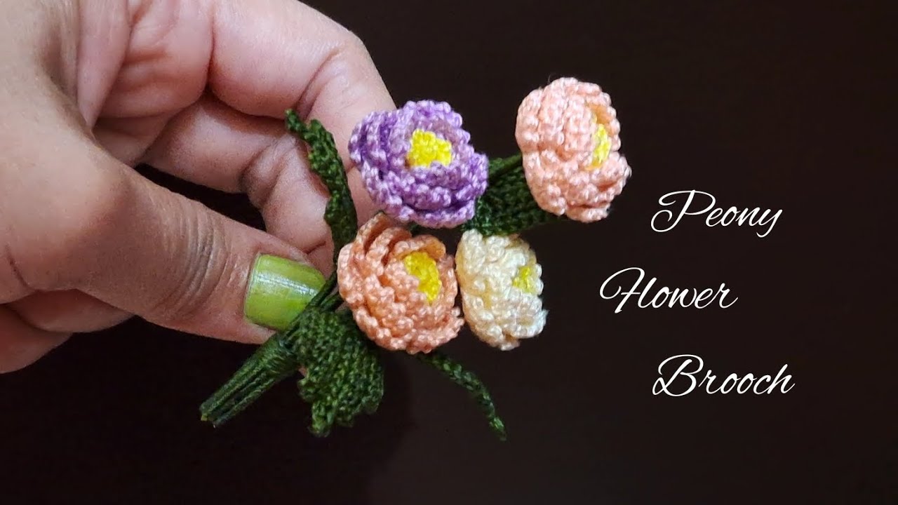 PEONY FLOWER BROOCH | BEAUTIFUL FLOWER BROOCH | CROCHET