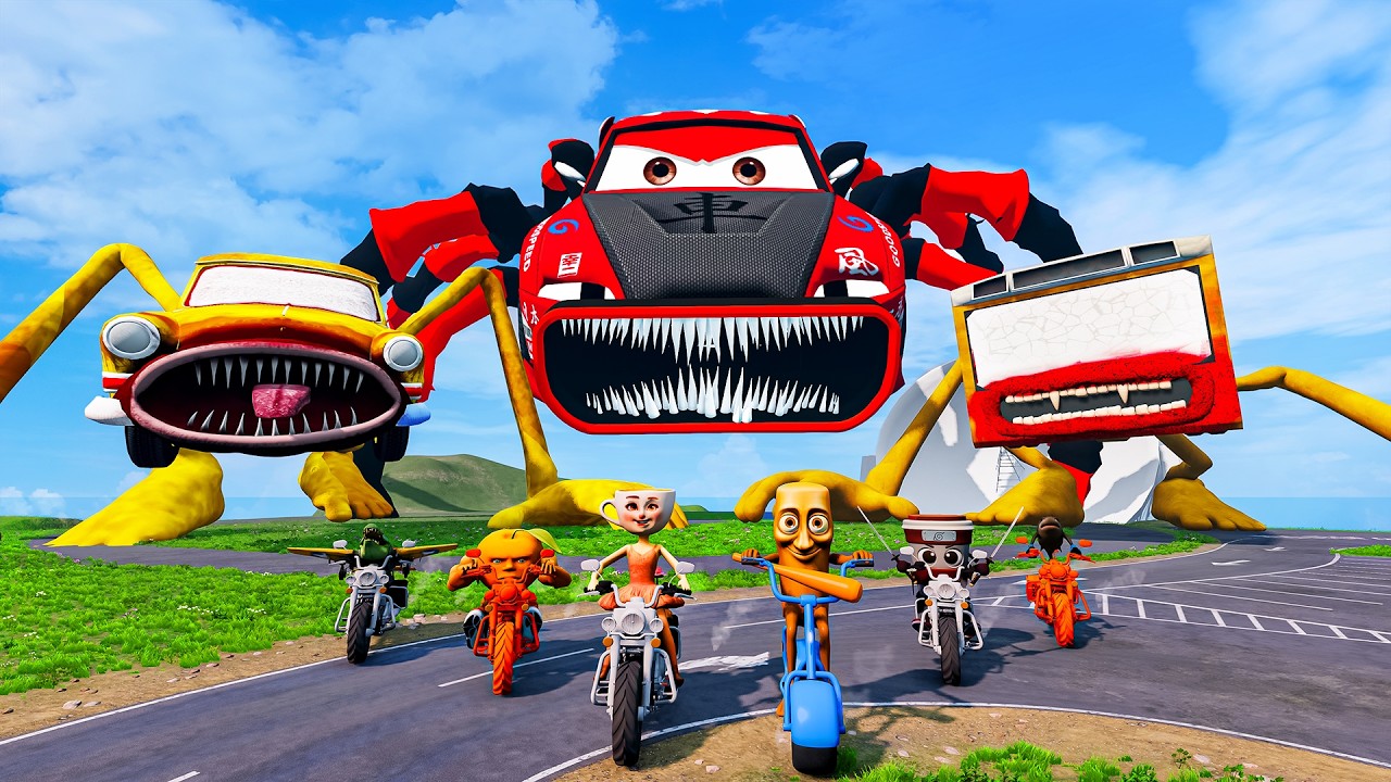 ALL MONSTERS Big & Small Cars with DEER SONIC & TEAPOT MONSTER & DEVIL – BeamNG Drive
