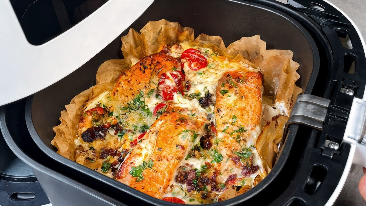 Здорово и вкусно! Новый способ приготовления лосося в аэрогриле, который вам понравится!