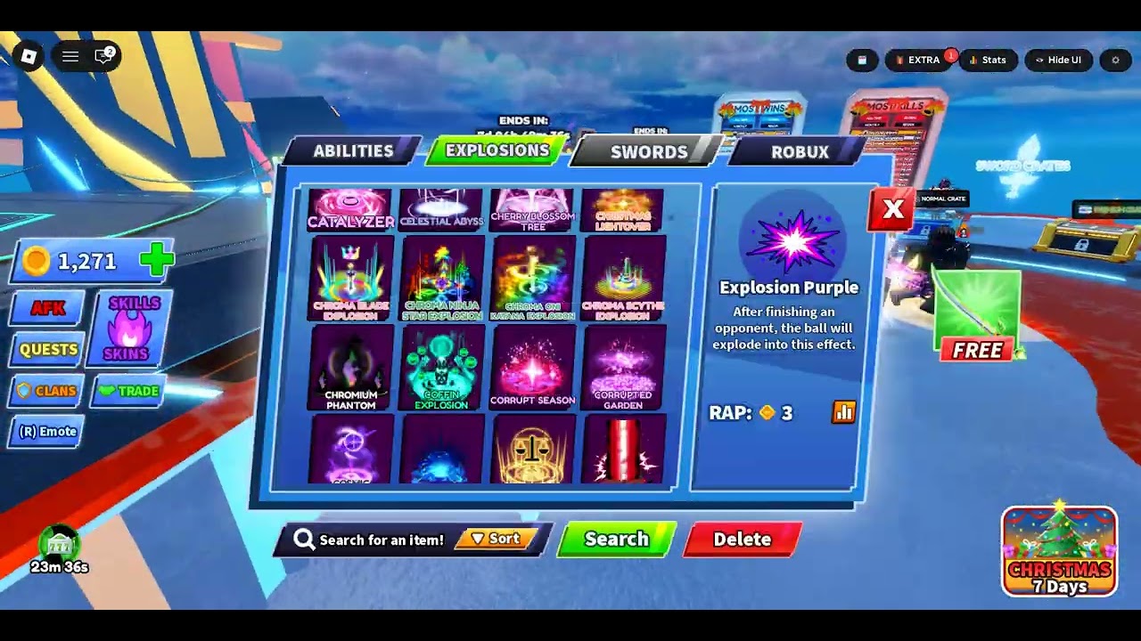 I got a 3 kill streak in ROBLOX BLADE BALL