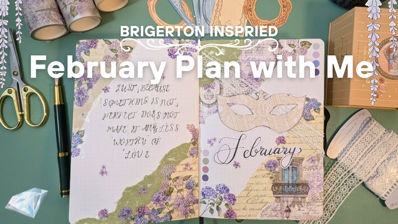 Planning February With Me | Bridgerton-Inspired Bullet Journal