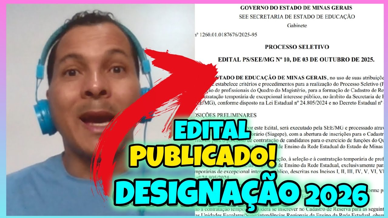 Designação em Minas Gerais - Cronograma, Novidades e Inscrição online 2026 Edital PUBLICADO!