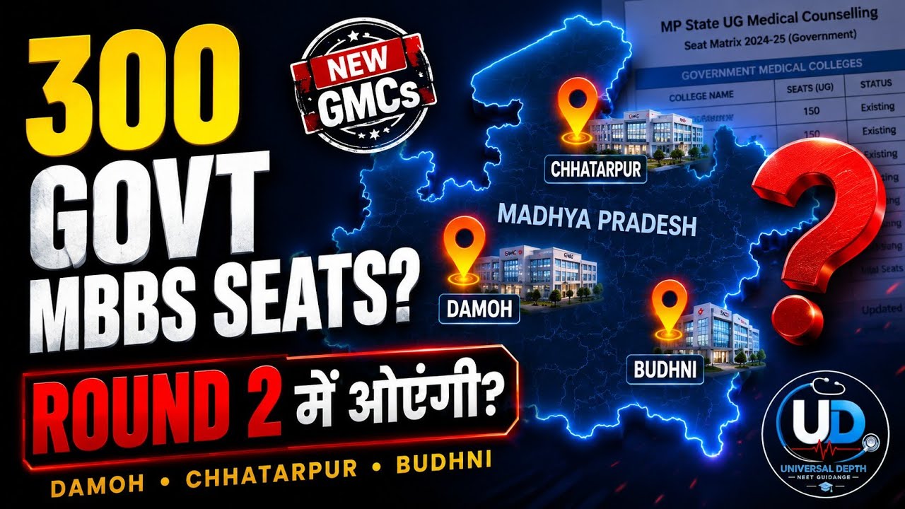 MP में 300 नई Govt MBBS Seats? | Damoh, Chhatarpur, Budhni Round 2 में आएंगे? | NEET UG 2026**