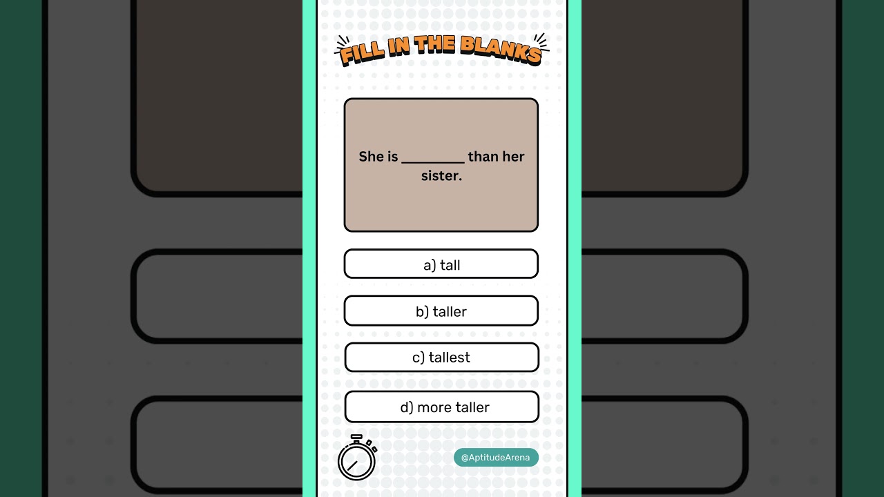 Fill in the Blank - Taller or Tallest? | #english #quiz #adjective #grammar #test #exampreparation