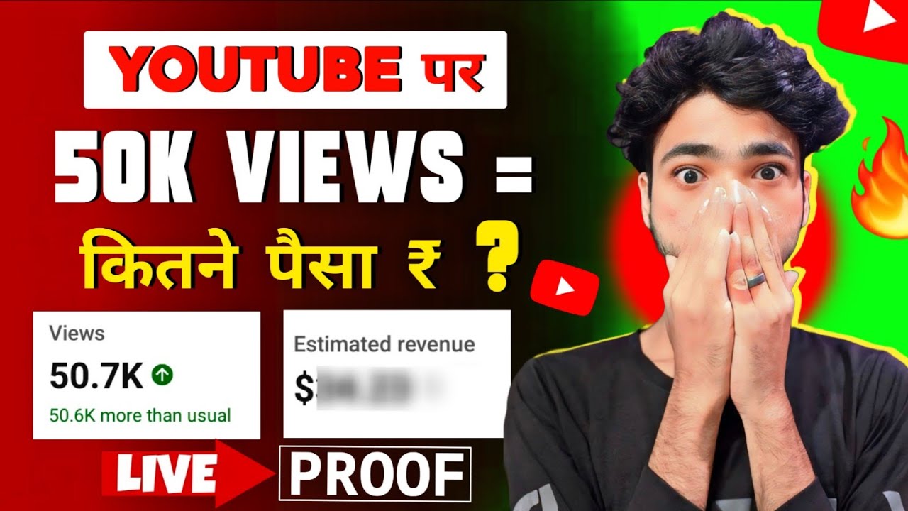 🤑 50k Views = kitna Paisa 💸 youtube 50k views earning | youtube earnings india 2025