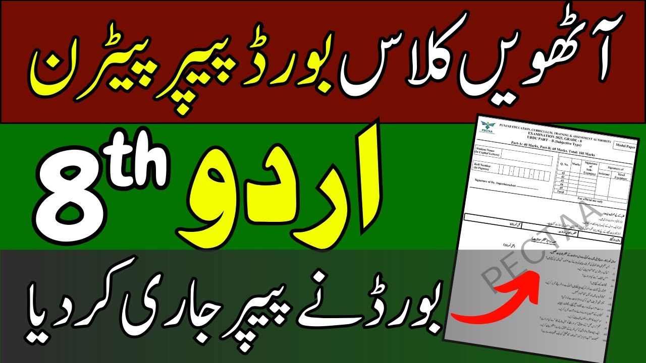🎯 8th Class Urdu Board Paper Pattern 2025 | Smart Syllabus + Pairing Scheme