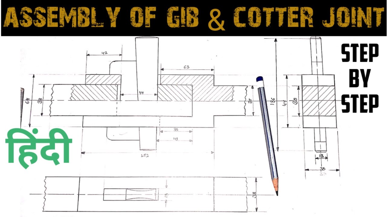 Gib and cotter assembly drawing |Engineering and poetry|