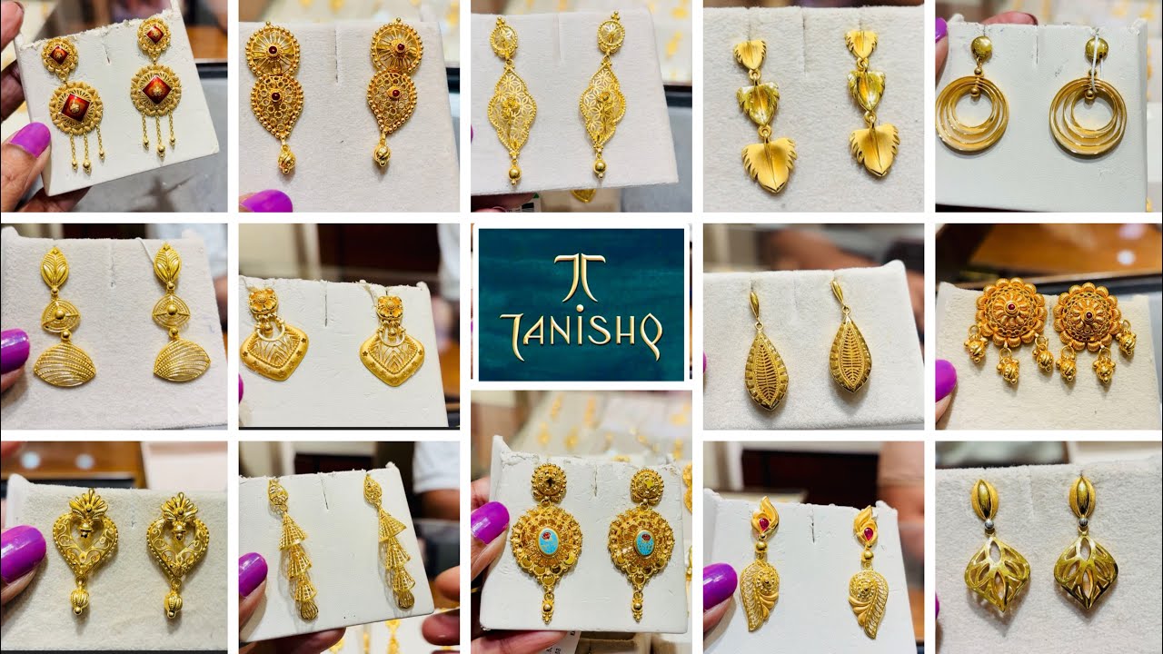 Tanishq Latest🔥💫 Stunning Gold Drop & Danglers Earrings design with price | Tanishq gold earrings 