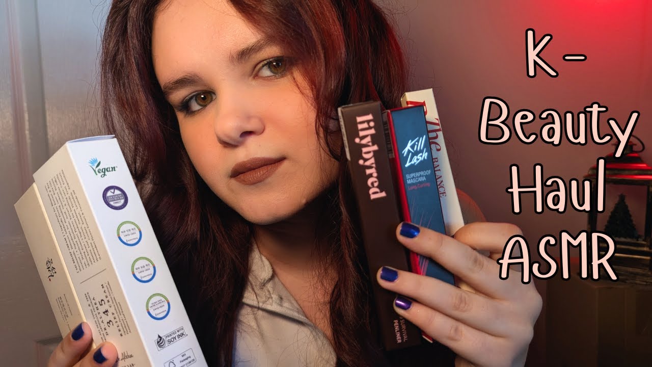 Tapping, Whispering, and Scratching ASMR | Skincare Sounds | KBeauty Product Haul