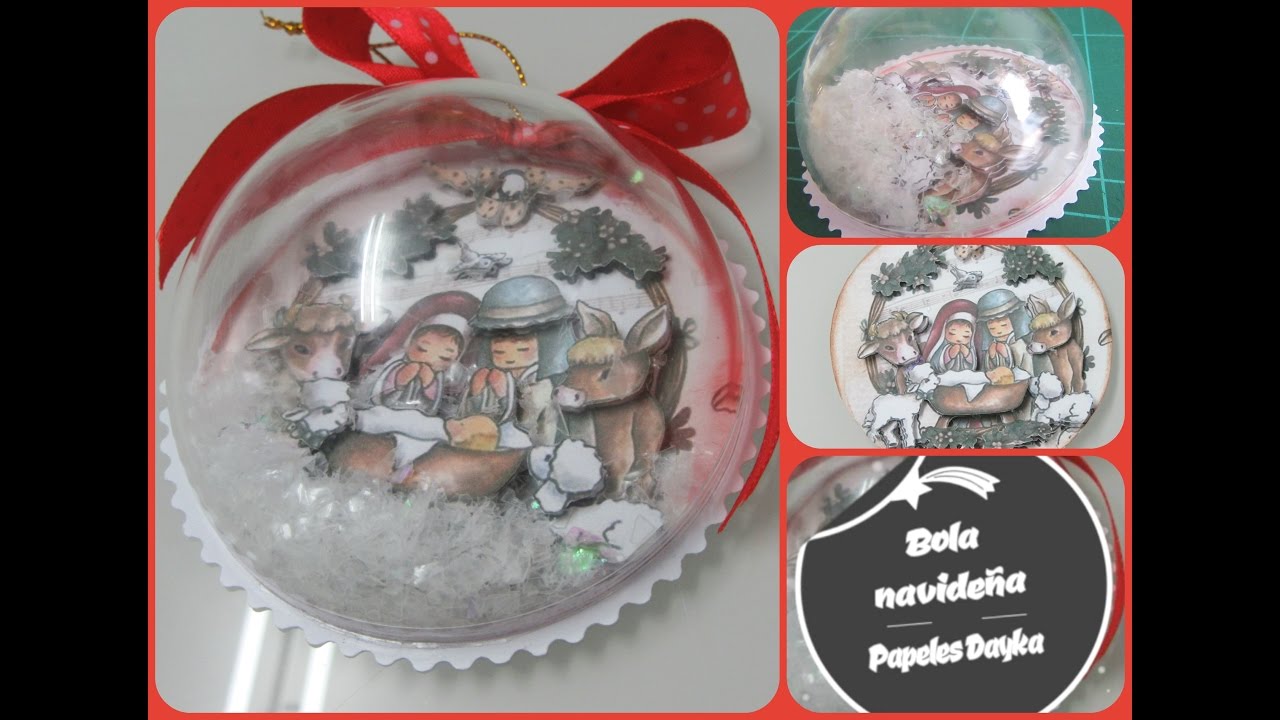 Bola navideña - Papel Dayka Belén. Scrapbooking