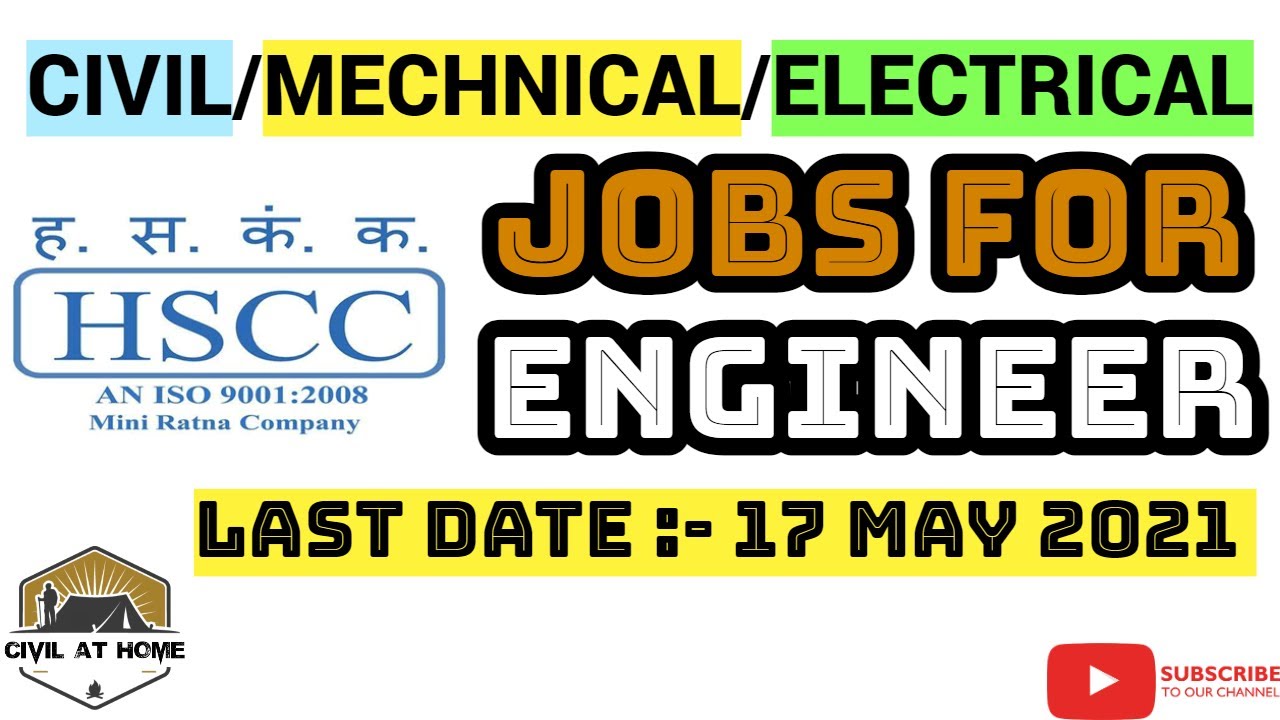 Civil/Mechanical/Electrical engineer jobs in HSCC india limited | Jobs for engineer | Civil At Home