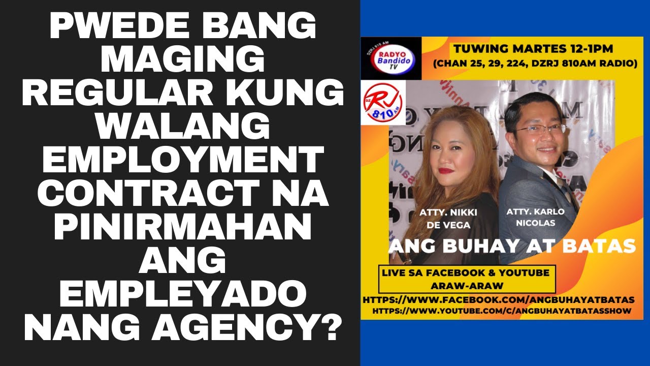 PWEDE BANG MAGING REGULAR KUNG WALANG EMPLOYMENT CONTRACT NA PINIRMAHAN ANG EMPLEYADO NANG AGENCY?