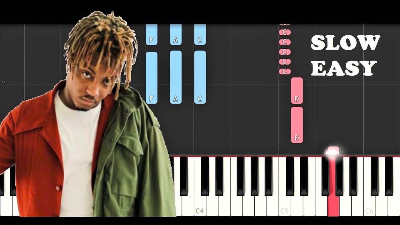 Juice Wrld - Black & White (SLOW EASY PIANO TUTORIAL)