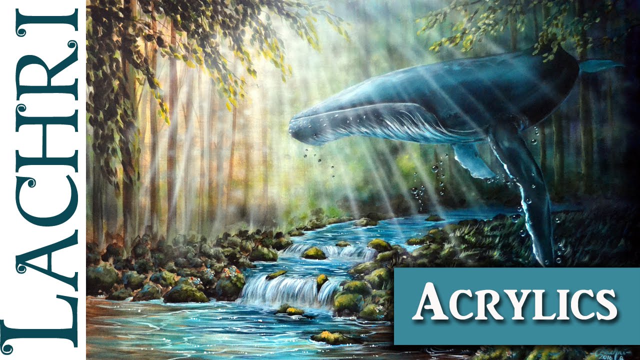 Acrylic Speed Painting Surreal Humpback whale and forest w/ Lachri