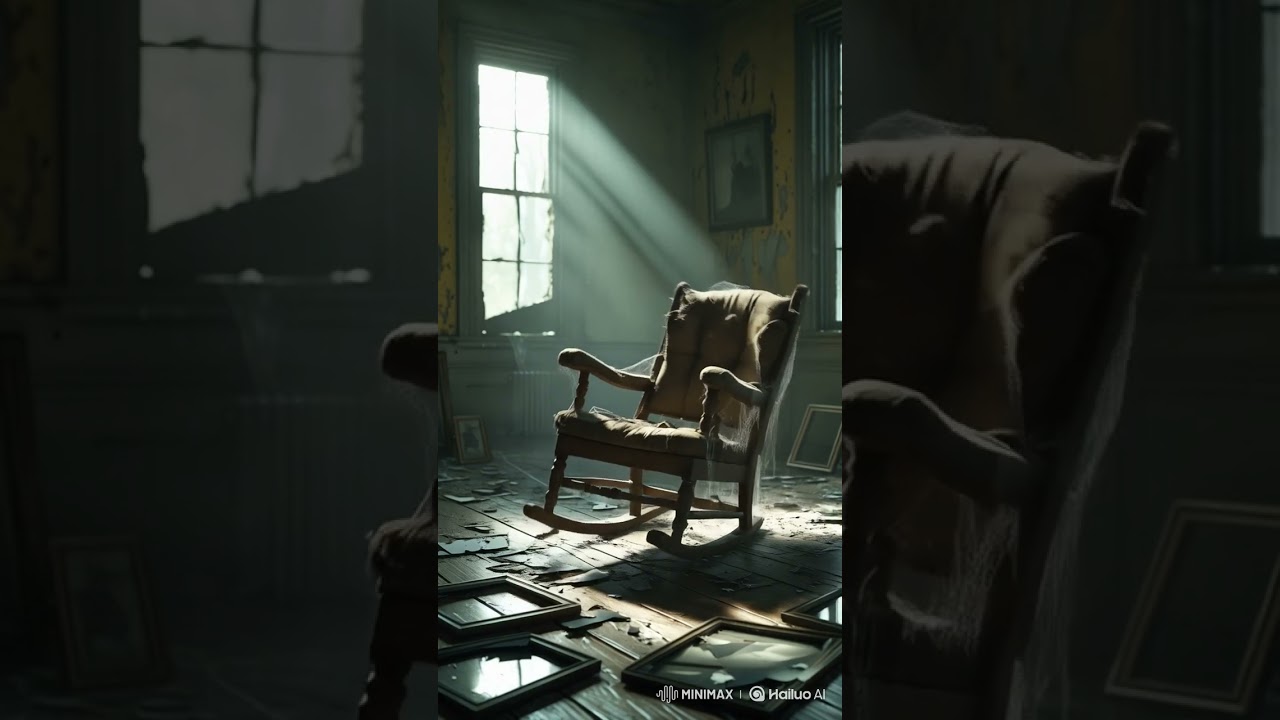 Rocking Chair in Abandoned Room #chair #ghost #ai #dark #scary #horror #video #gothic #youtube #art